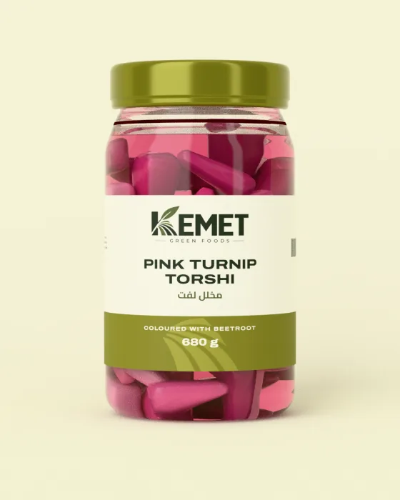 Pink turnip torshi jar with a brine lid